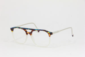 BF NUKE N10 AVIATOR RECTANGULAR  EYEGLASS TRIPLE TONE BLUE TORTOISE  SEMI TRANSPARENT WHITE EYEGLASSES